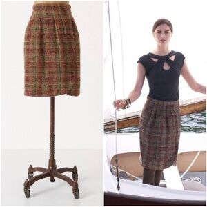 Anthro’s Odille, Wicopy Tweed Plaid Tulip Skirt, This Piece Oozes Class! Size 6